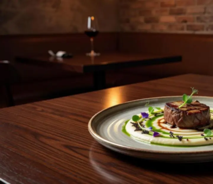 Gourmet fogás elegáns tálalással egy budapesti fine dining étteremben
